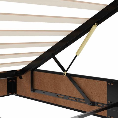 RAMA ŁÓŻKA OTOMANA Z MATERACEM CZARNA 140X190CM AKSAMIT