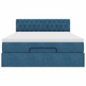 VidaXL Rama łóżka otomana z materacem, niebieska, 140x190 cm, aksamit