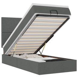 RAMA ŁÓŻKA OTOMANA Z MATERACEM SZARA 100X200CM TKANINA