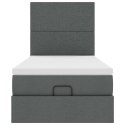 RAMA ŁÓŻKA OTOMANA Z MATERACEM SZARA 100X200CM TKANINA