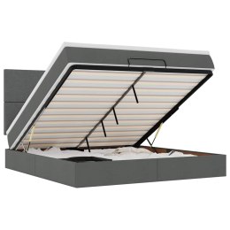 RAMA ŁÓŻKA OTOMANA Z MATERACEM SZARA 180X200CM TKANINA