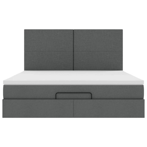 RAMA ŁÓŻKA OTOMANA Z MATERACEM SZARA 180X200CM TKANINA