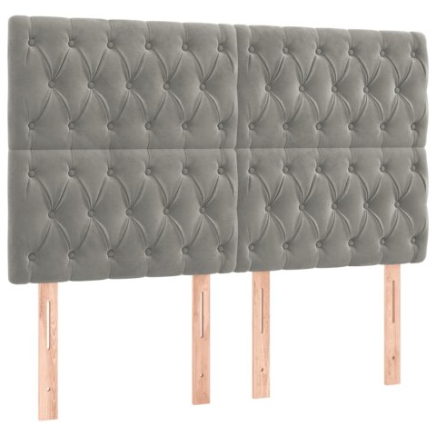 ŁÓŻKO KONTYNENTALNE Z MATERACEM I LED SZARE 180X200CM AKSAMIT