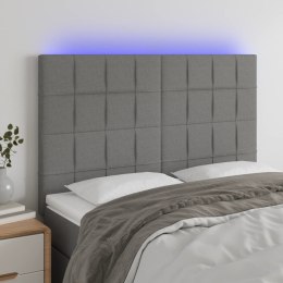 ZAGŁÓWEK DO ŁÓŻKA Z LED CIEMNOSZARY 144X5X118/128CM TKANINA