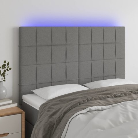 ZAGŁÓWEK DO ŁÓŻKA Z LED CIEMNOSZARY 144X5X118/128CM TKANINA