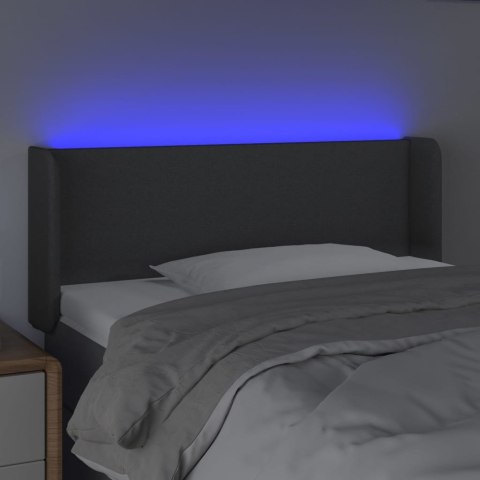 ZAGŁÓWEK DO ŁÓŻKA Z LED CIEMNOSZARY 103X16X78/88CM TKANINA