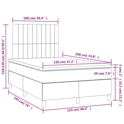 ŁÓŻKO KONTYNENTALNE Z MATERACEM CZARNE 120X190CM TKANINA