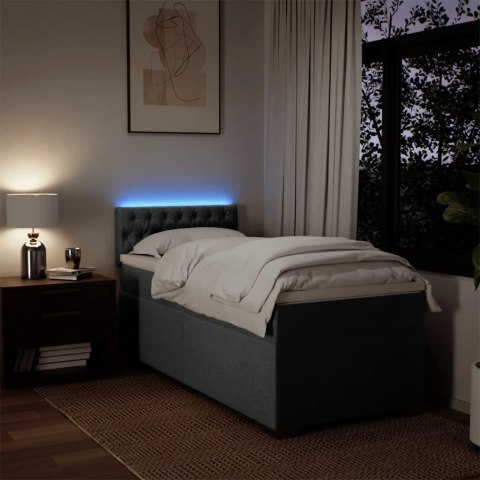 ŁÓŻKO KONTYNENTALNE Z MATERACEM CIEMNOSZARA TKANINA 90X200CM