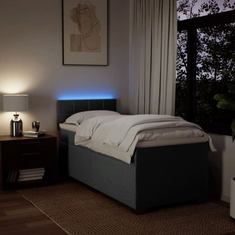 ŁÓŻKO KONTYNENTALNE Z MATERACEM CIEMNOSZARA TKANINA 90X200CM