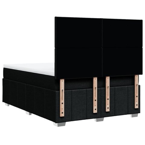 ŁÓŻKO KONTYNENTALNE Z MATERACEM CZARNE TKANINA 140X200CM