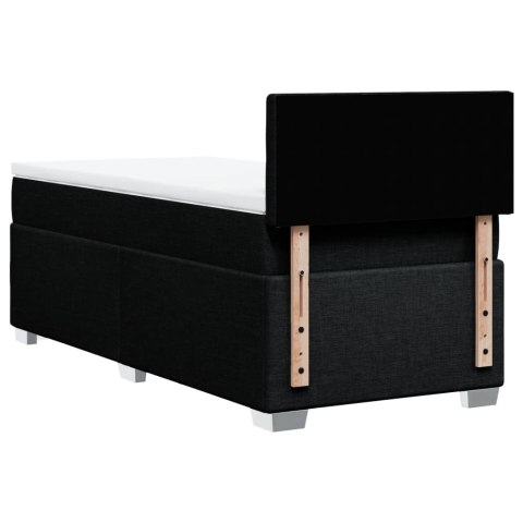 ŁÓŻKO KONTYNENTALNE Z MATERACEM CZARNE TKANINA 90X200CM