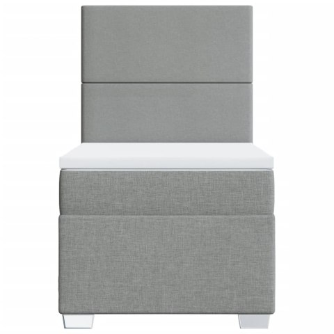 ŁÓŻKO KONTYNENTALNE Z MATERACEM JASNOSZARE TKANINA 100X200CM