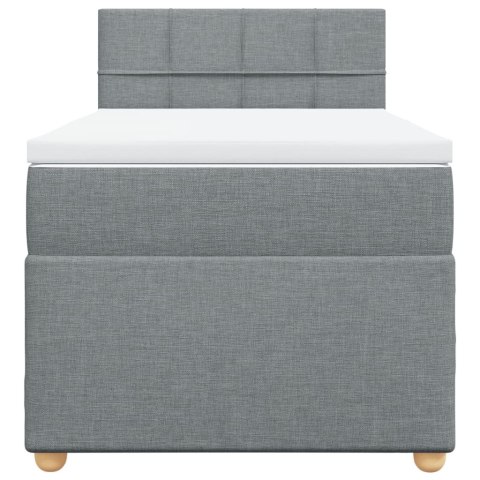 ŁÓŻKO KONTYNENTALNE Z MATERACEM JASNOSZARE TKANINA 80X200CM