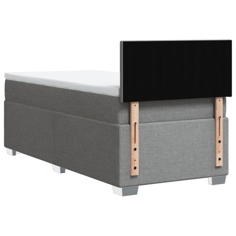 ŁÓŻKO KONTYNENTALNE Z MATERACEM JASNOSZARE TKANINA 90X200CM