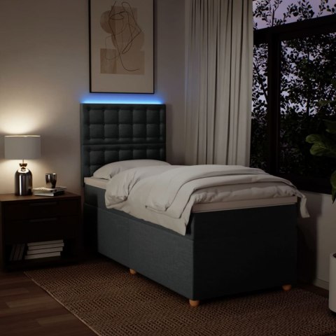 ŁÓŻKO KONTYNENTALNE Z MATERACEM CIEMNOSZARA TKANINA 100X200CM