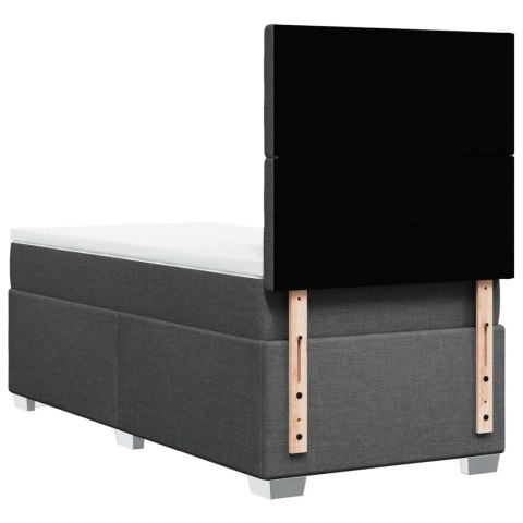 ŁÓŻKO KONTYNENTALNE Z MATERACEM CIEMNOSZARA TKANINA 90X200CM