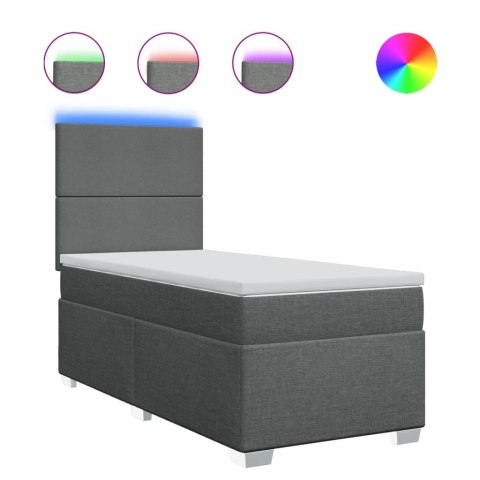 ŁÓŻKO KONTYNENTALNE Z MATERACEM CIEMNOSZARA TKANINA 90X200CM