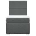 ŁÓŻKO KONTYNENTALNE Z MATERACEM CIEMNOSZARA TKANINA 90X200CM