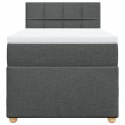 ŁÓŻKO KONTYNENTALNE Z MATERACEM CIEMNOSZARA TKANINA 90X200CM