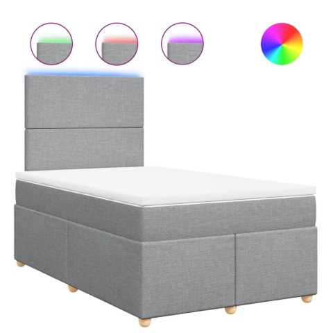 ŁÓŻKO KONTYNENTALNE Z MATERACEM JASNOSZARE 120X190CM TKANINA