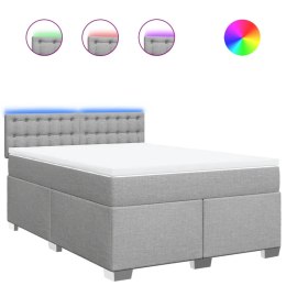 ŁÓŻKO KONTYNENTALNE Z MATERACEM JASNOSZARE 140X200CM TKANINA