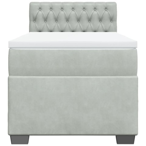 ŁÓŻKO KONTYNENTALNE Z MATERACEM JASNOSZARE AKSAMIT 90X200CM