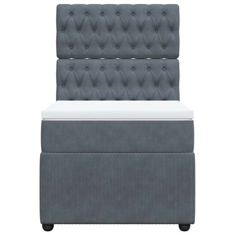 ŁÓŻKO KONTYNENTALNE Z MATERACEM CIEMNOSZARY AKSAMIT 90X190CM