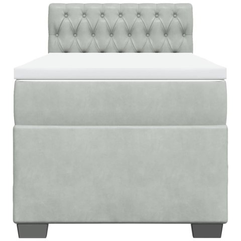 ŁÓŻKO KONTYNENTALNE Z MATERACEM JASNOSZARE AKSAMIT 100X200CM