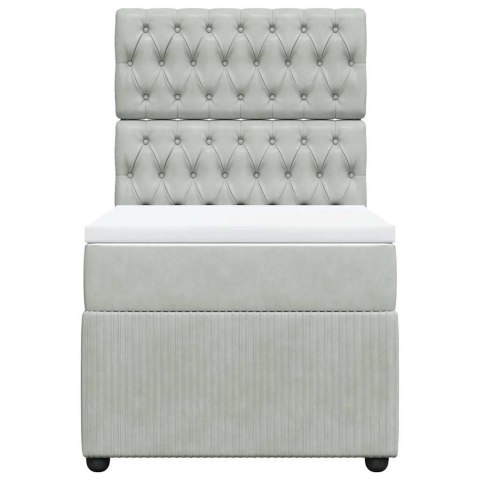 ŁÓŻKO KONTYNENTALNE Z MATERACEM JASNOSZARE AKSAMIT 100X200CM