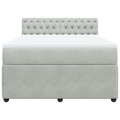 ŁÓŻKO KONTYNENTALNE Z MATERACEM JASNOSZARE AKSAMIT 140X190CM