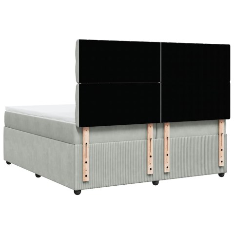 ŁÓŻKO KONTYNENTALNE Z MATERACEM JASNOSZARE AKSAMIT 200X200CM