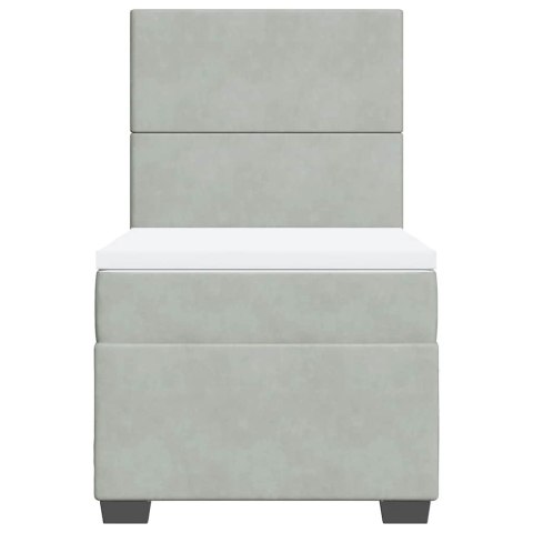 ŁÓŻKO KONTYNENTALNE Z MATERACEM JASNOSZARE AKSAMIT 90X200CM