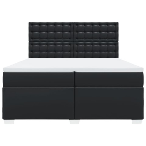 ŁÓŻKO KONTYNENTALNE Z MATERACEM CZARNE EKOSKÓRA 200X200CM