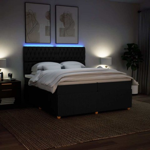 ŁÓŻKO KONTYNENTALNE Z MATERACEM CZARNE TKANINA 200X200CM