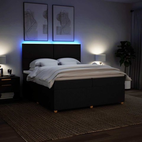 ŁÓŻKO KONTYNENTALNE Z MATERACEM CZARNE TKANINA 200X200CM