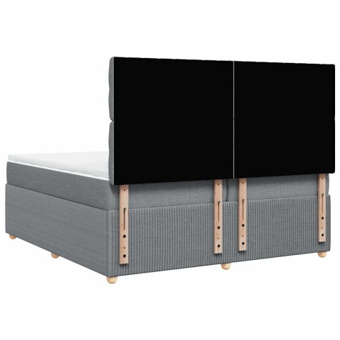 ŁÓŻKO KONTYNENTALNE Z MATERACEM JASNOSZARE TKANINA 200X200CM