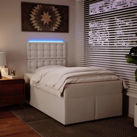 ŁÓŻKO KONTYNENTALNE Z MATERACEM BIAŁE EKOSKÓRA 120X200CM