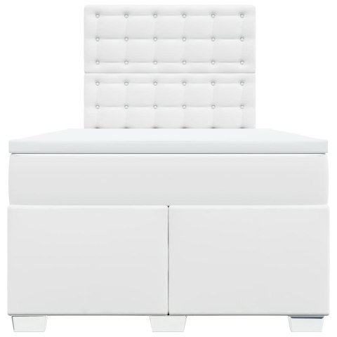 ŁÓŻKO KONTYNENTALNE Z MATERACEM BIAŁE EKOSKÓRA 120X200CM