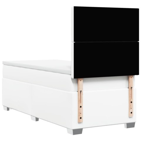 ŁÓŻKO KONTYNENTALNE Z MATERACEM BIAŁE EKOSKÓRA 90X190CM