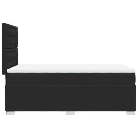 ŁÓŻKO KONTYNENTALNE Z MATERACEM CZARNE EKOSKÓRA 100X200CM
