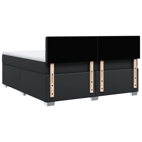 ŁÓŻKO KONTYNENTALNE Z MATERACEM CZARNE EKOSKÓRA 180X200CM