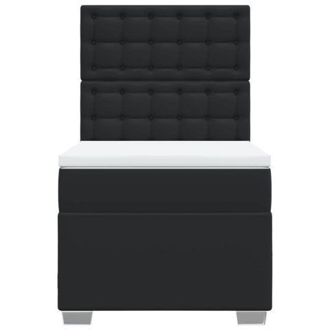 ŁÓŻKO KONTYNENTALNE Z MATERACEM CZARNE EKOSKÓRA 80X200CM