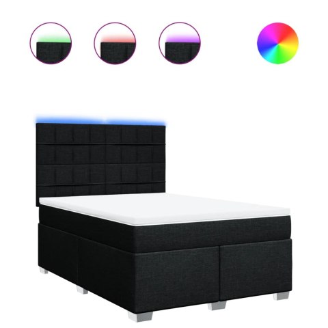 ŁÓŻKO KONTYNENTALNE Z MATERACEM CZARNE TKANINA 140X200CM