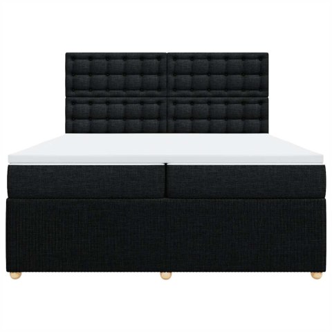 ŁÓŻKO KONTYNENTALNE Z MATERACEM CZARNE TKANINA 200X200CM