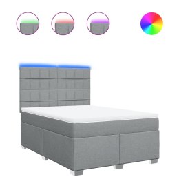 ŁÓŻKO KONTYNENTALNE Z MATERACEM JASNOSZARE TKANINA 160X200CM