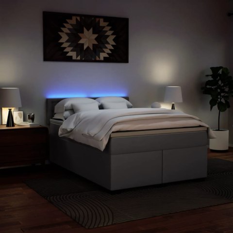 VidaXL Łóżko kontynentalne z materacem, szare, ekoskóra 140x200 cm