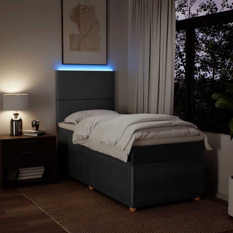 ŁÓŻKO KONTYNENTALNE Z MATERACEM CIEMNOSZARA TKANINA 80X200CM