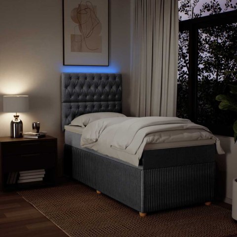 ŁÓŻKO KONTYNENTALNE Z MATERACEM JASNOSZARE TKANINA 90X200CM