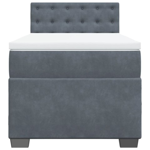 ŁÓŻKO KONTYNENTALNE Z MATERACEM CIEMNOSZARE AKSAMITNE