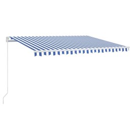 RĘCZNIE ZWIJANA MARKIZA Z LED 400X 300CM NIEBIESKO-BIAŁA